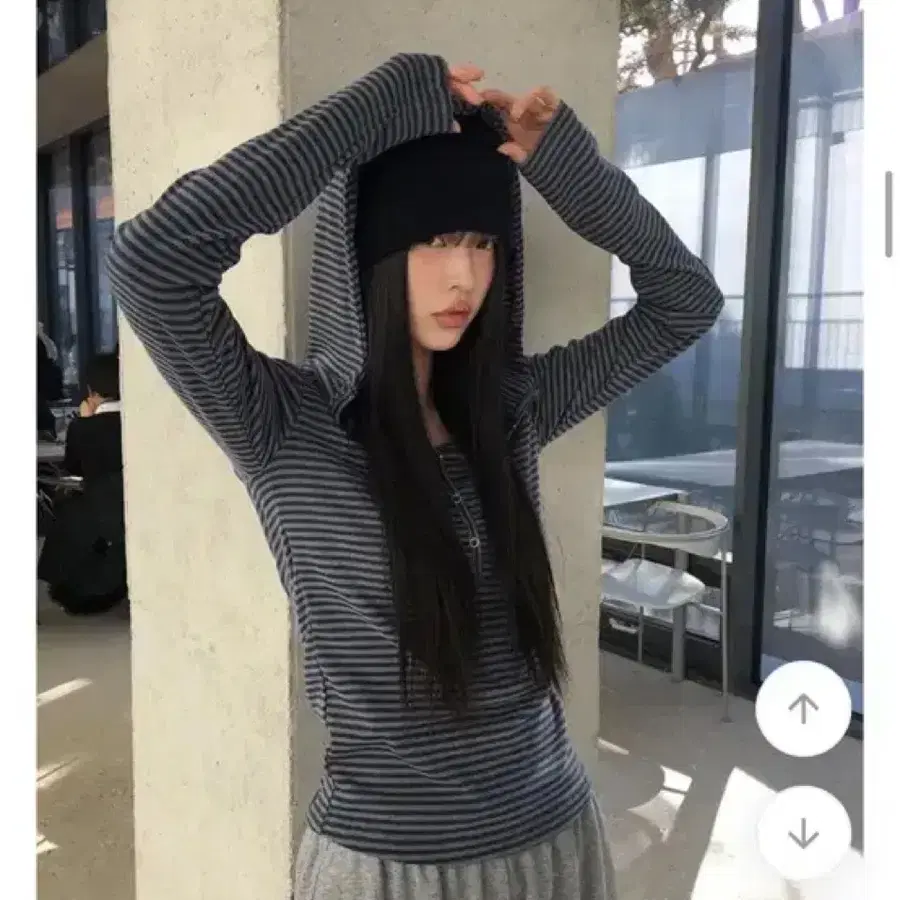 에이블리 후드 버튼 티셔츠