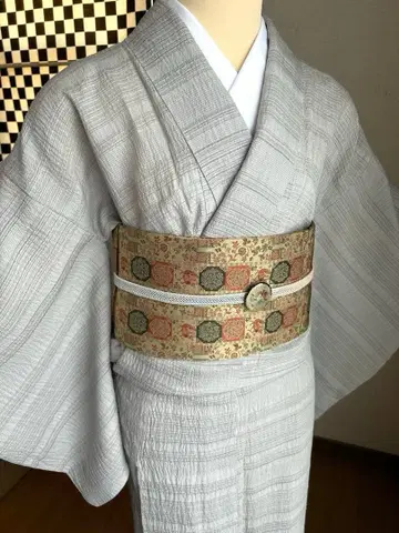 여름 기모노 홑옷 기모노 시지라 직조? 그레이 단문