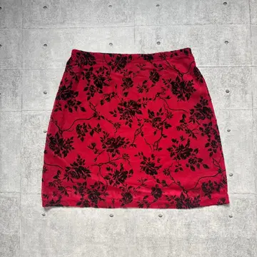 SHEIN 로즈 패턴 플로키 프린트 미니 스커트 Y2K 발레코어