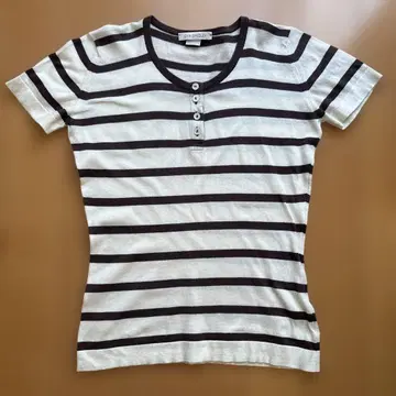 JOHN SMEDLEY 보더 반팔 니트 헨리넥 브라운 S