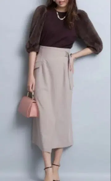 JUSGLITTY 랩 디자인 타이트 스커트 그레이 SS