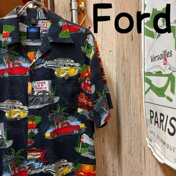 Ford 포드 하와이안 셔츠 M 구제 의류 (2291)