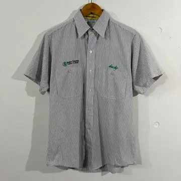 [ Wrangler ] 랭글러 반팔 워크 셔츠 스트라이프 자수 구제 의류