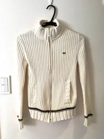 LACOSTE 집업 니트 스웨터 화이트