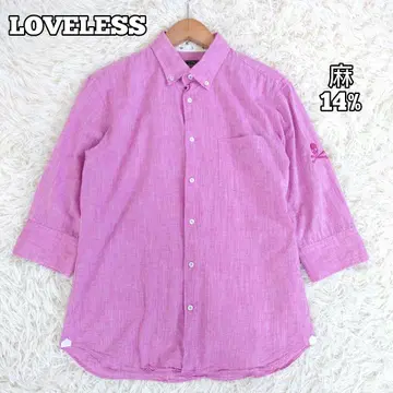 LOVELESS 버튼다운 셔츠 린넨 혼방 마 혼방 7부 소매 로고 자수 2