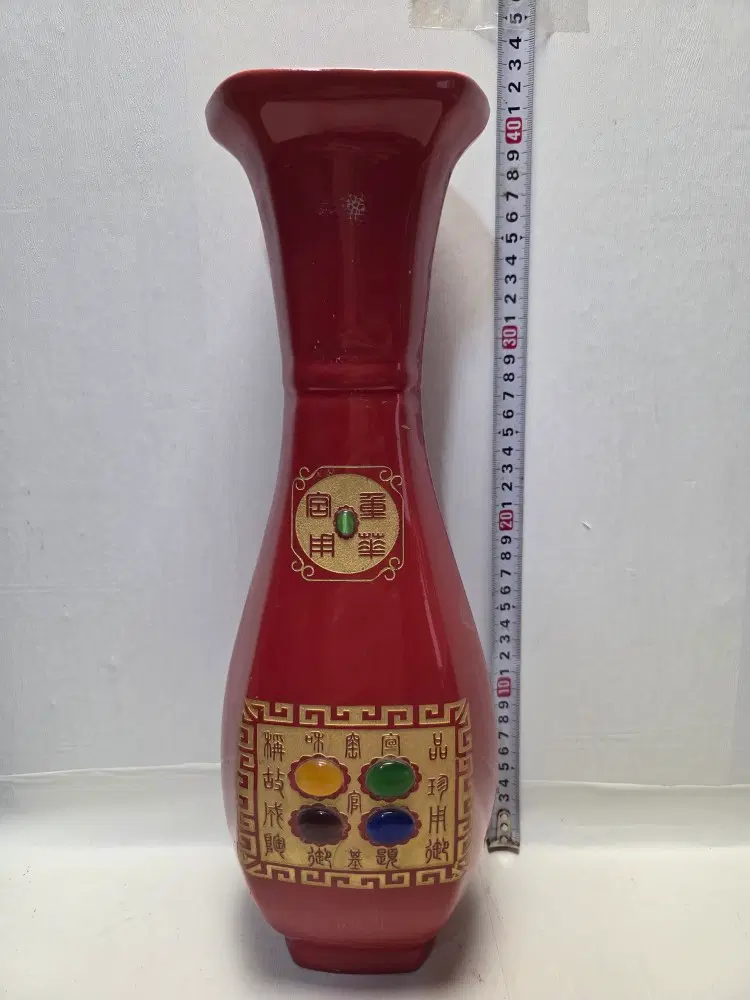 대형 송대 금체 보석박힌 키다리 대화병 높이39cm무게752g
