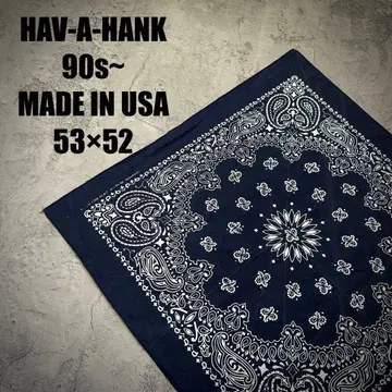 90s~ 하바한크 (53 x 52) 페이즐리 반다나 * USA * 빈티지 * 네이비