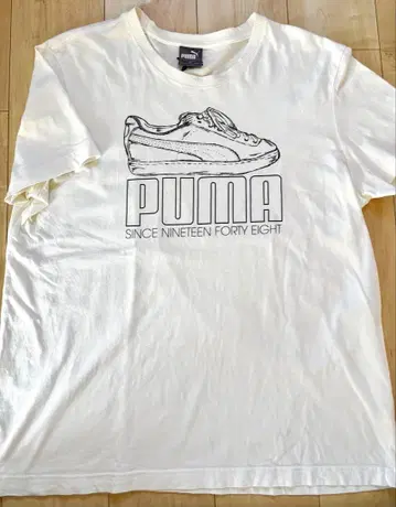 PUMA 남성용 T셔츠 화이트 스니커즈 프린트