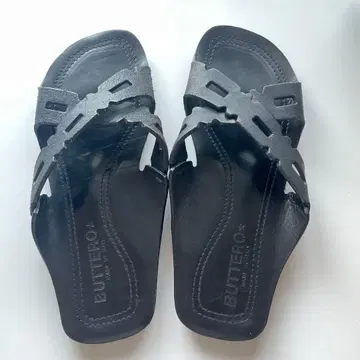 BUTTERO 가죽 샌들 블랙 이탈리아제 사이즈 41