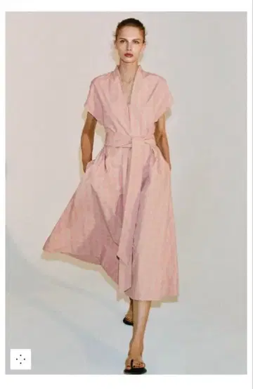 ZARA 체크 무늬 포플린 원피스 ZWCOLLECTION S 핑크