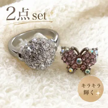 서비스 set/세트 익명 배송 코디*반짝이는 반지와 한쪽 귀용 나비 귀걸이