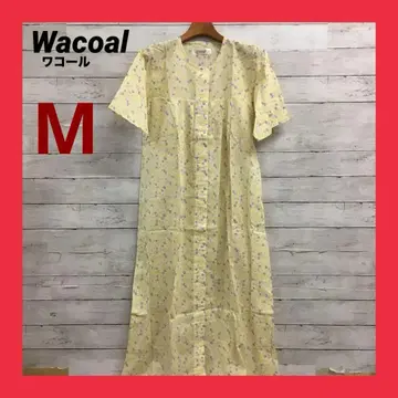 Wacoal 반팔 룸웨어 와코루 롱 원피스 M 꽃무늬 옐로우 컬러