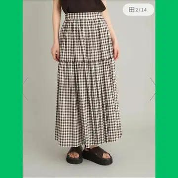 Mila Owen 깅엄 체크 티어드 맥시 스커트 새상품
