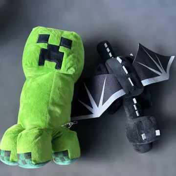 Minecraft 크리퍼 엔더 드래곤 봉제 인형 2체 세트