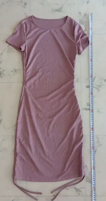 SHEIN 리브 니트 미니 원피스 반팔 핑크 S