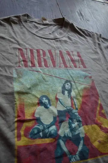 NIRVANA 티셔츠 밴드T 베이지 M