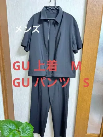 GU 반팔 집업 셔츠 블랙 M GU 팬츠 S 사이즈 상하의 사이즈 다름
