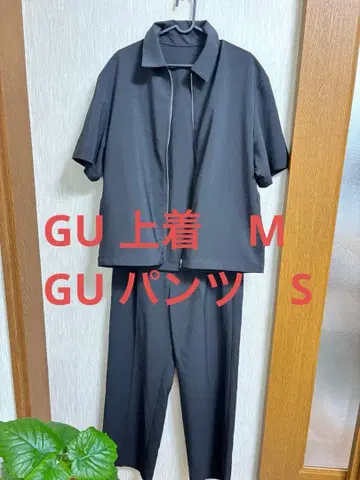GU 반팔 집업 셔츠 블랙 M GU 팬츠 S 사이즈 상하의 사이즈 다름