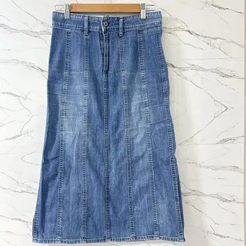 SOMETHING Vienus Jean 패널 절개 데님 롱 스커트