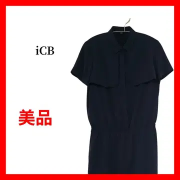 iCB 원피스 반팔 네이비 6 L 사이즈 무릎 기장 포멀 B2305