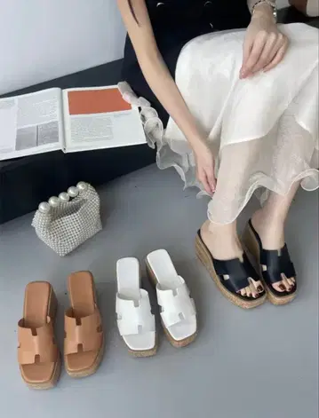 통굽 샌들 여성용 코르크 밑창 슬림 레그 경량 한국 3color