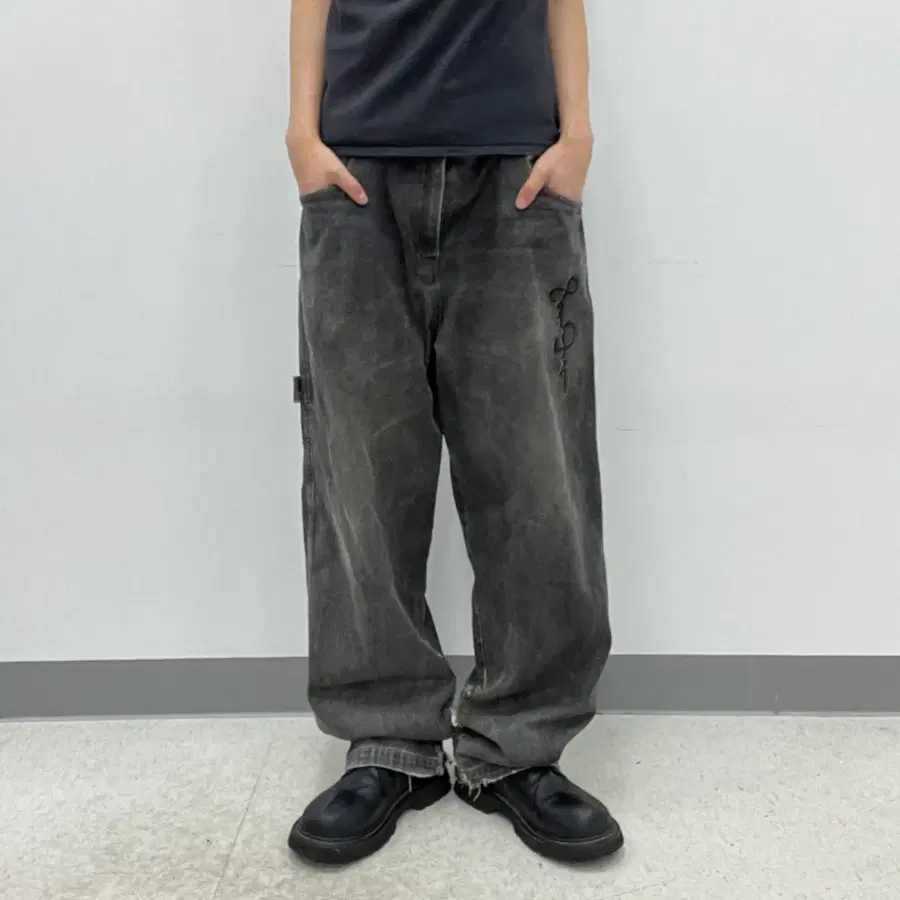00s 션존 흑청 카펜터 데님 팬츠 38