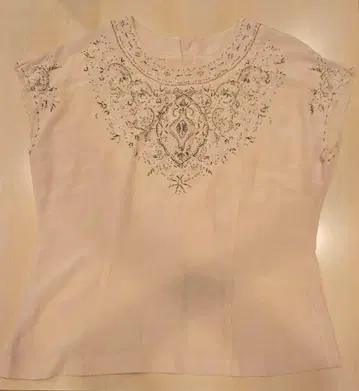 THE MITSUKOSHI 비즈 자수 블라우스 베이지와 오렌지색의 중간색