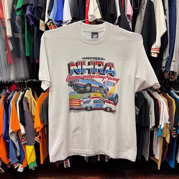 1986년도 빈티지 싱글 스트치 NHRA Drag Racing 회원 티셔츠