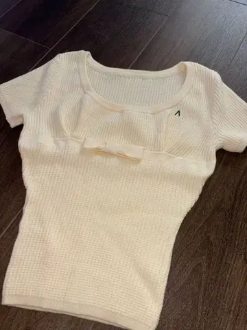 andmary waffle ribbon tops color ivory