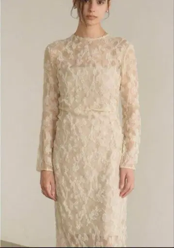 CLANE FLOWERJACQUARD WAISTDRAPE ONEPIECE