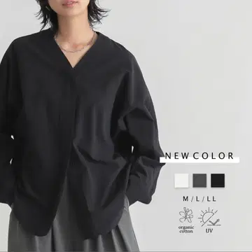 [ 거의 미사용 ] for/C 오가닉 코튼 V넥 블라우스