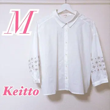 Keitto 긴팔 셔츠 화이트 자수 M 성숙한 코디 캐주얼