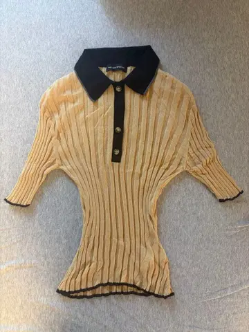 MAISON SPECIAL 리브 피케 셔츠 베이지 블랙