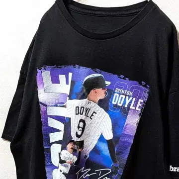 MLB 콜로라도 로키스 브렌트 도일 빅 로고 티셔츠 블랙 블랙 구제 의류