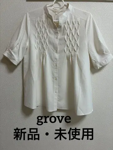 [ 새상품 미사용 ] grove 반팔 블라우스 화이트 정가 4980엔 사이즈 S
