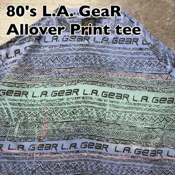 80s L.A. Gear 올 패턴 T셔츠 USA제 싱글 빈티지