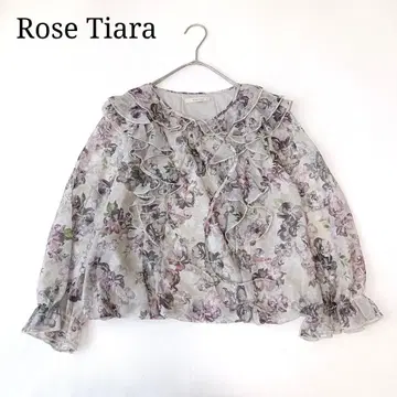 [ Rose Tiara 로즈 티아라 ] 긴팔 블라우스 꽃무늬 프릴 멀티 플라워