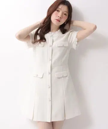 Rirandture 리랜드트루 레이스 프릴 미니 원피스 화이트