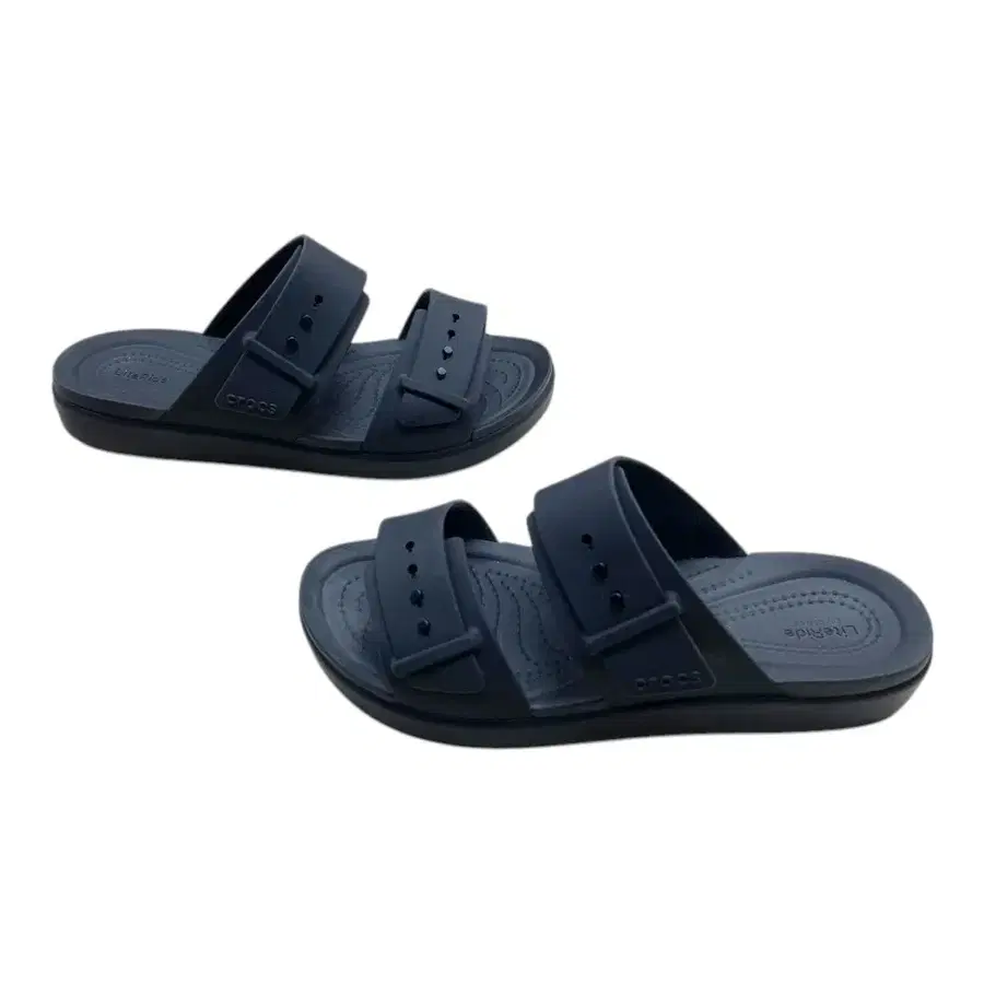 크록스 Crocs 블랙 브루클린 버클 로우 슬라이드 W6(230)