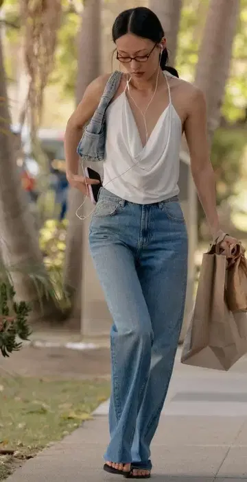 ZARA TRF 하이웨스트 와이드 레그 데님 팬츠