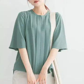 워셔블 플레어 슬리브 턱 블라우스 어반리서치 로쏘 그린