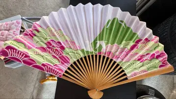 초거대 부채 소나무와 학 그림 일본 의류 부채