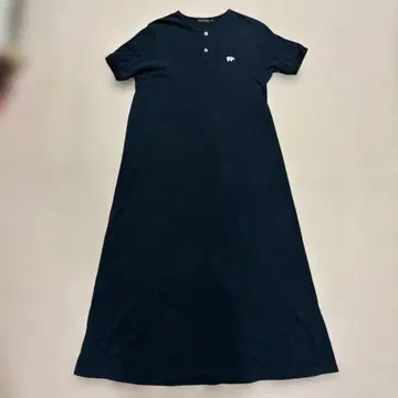 사이 베이직스 헨리넥 원피스 맥시 로고 자수 반팔 블랙 38