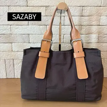 SAZABY 고밀도 나일론 x 천연 가죽 토트백 Made in Japan