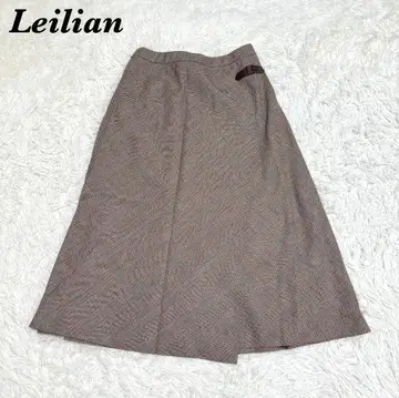 새상품급 현행 택 Leilian 허리밴딩 롱 스커트 9 브라운 체크
