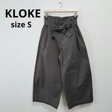 KLOKE 클로크 코튼 와이드 팬츠 허리 리본 커브 팬츠 S