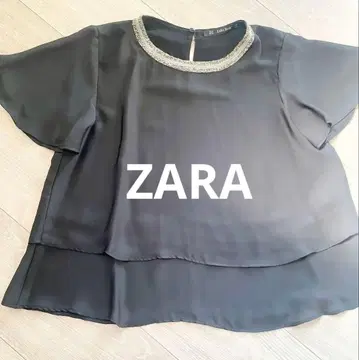 ZARA BASIC 비쥬넥 반팔 블라우스 블랙