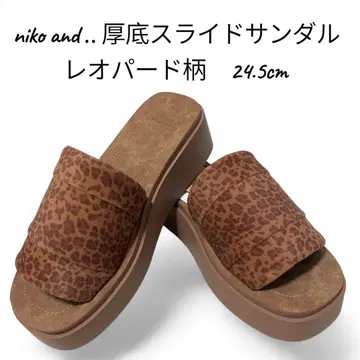 니코앤드 오리지널 통굽 슬라이드 샌들 레오파드 무늬 24.5cm