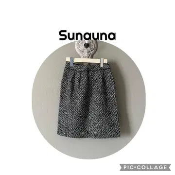 미사용 택 포함 Sunauna 트위드 타이트 스커트 블랙 화이트