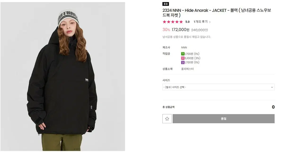 2324 엔쓰리 하이드 아노락 M사이즈 남여공용 새상품 팝니다